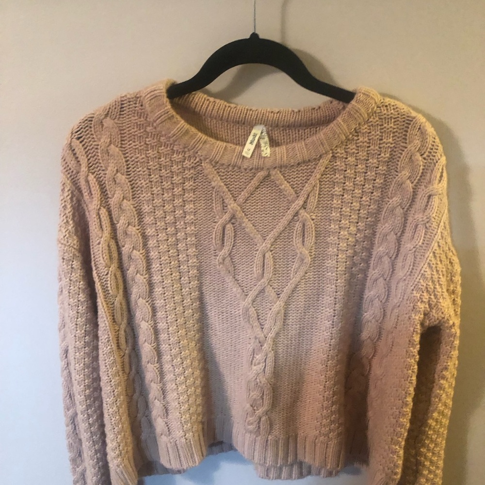 Mudd Cream Cable Knit Crew Neck Sweater